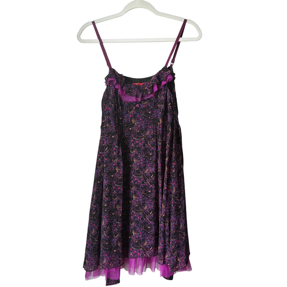 Baby Jane by Cacharel Paris 100% Silk Dress Dark Romantic Y2K Babydoll 38 Small
